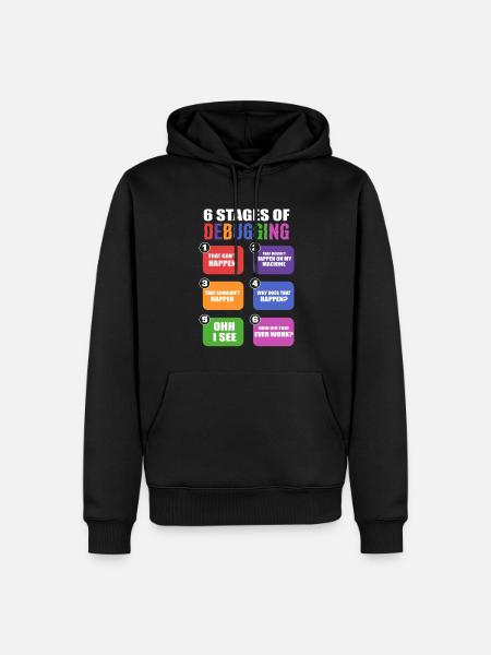 6 Stages Of Debugging IT-Spezialist - Männer Premium Bio Hoodie - Schwarz