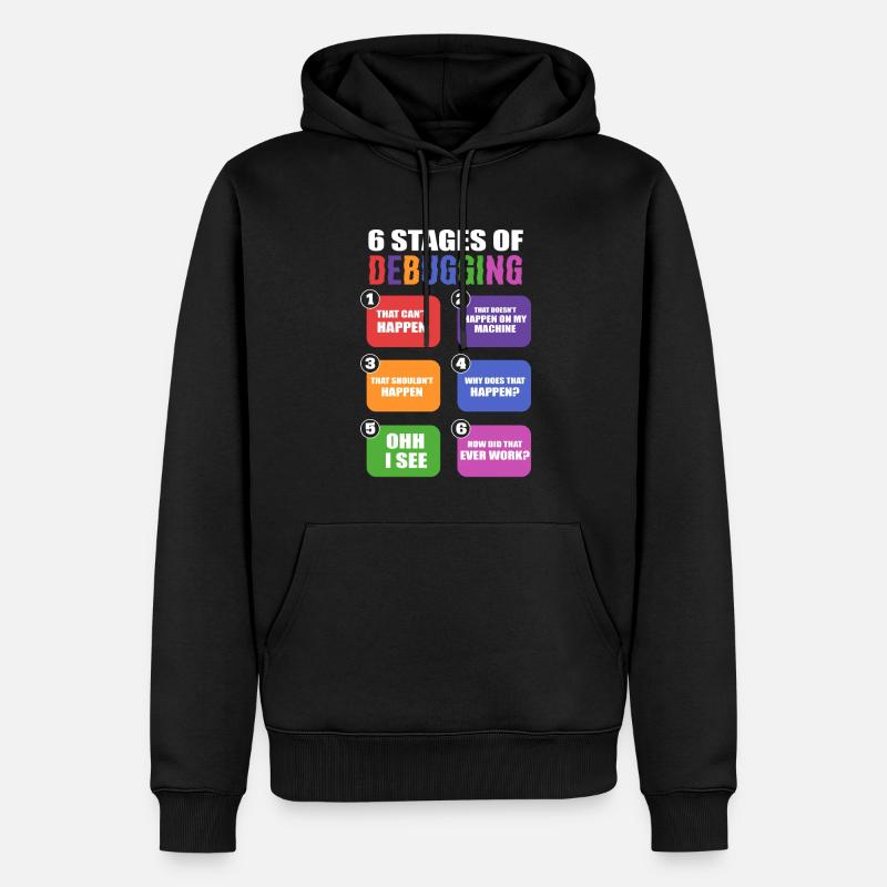 6 Stages Of Debugging IT-Spezialist - Männer Premium Bio Hoodie - Schwarz