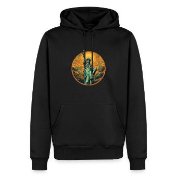 Lady Liberty symbole de liberté et de démocratie - Sweat à capuche Premium bio Homme - noir - Devant - Nico (187cm)