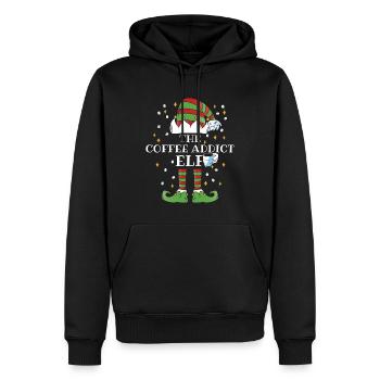 The Coffee Addict Elf - Männer Premium Bio Hoodie - Schwarz - Vorne - Nico (187cm)