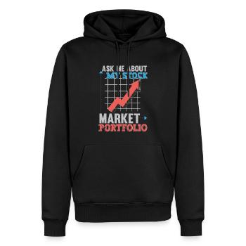 Posez-moi des questions sur mon portefeuille boursier - Sweat à capuche Premium bio Homme - noir - Devant - Nico (187cm)