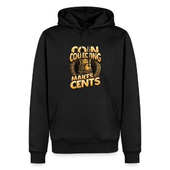 Pièce de collection de pièces de monnaie Power Cents Numismatique - Sweat à capuche Premium bio Homme - noir - Devant - Nico (187cm)