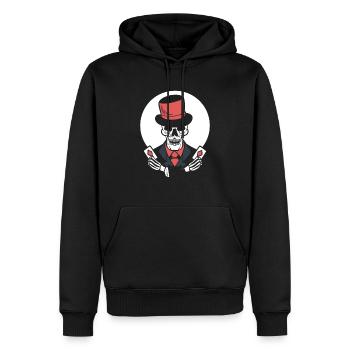 Skelett -Pokerkarten Zauberer - Männer Premium Bio Hoodie - Schwarz - Vorne - Nico (187cm)