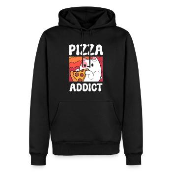 Pizza Addict Katzenmama - Männer Premium Bio Hoodie - Schwarz - Vorne - Nico (187cm)