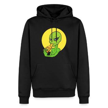 Alien Pizza Pizzabäcker - Männer Premium Bio Hoodie - Schwarz - Vorne - Nico (187cm)