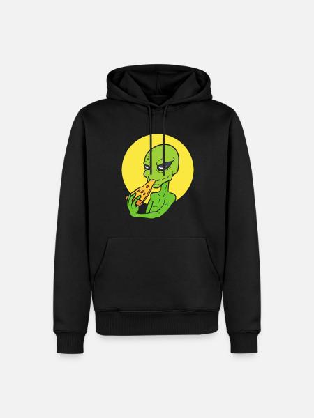 Alien Pizza Pizzabäcker - Männer Premium Bio Hoodie - Schwarz