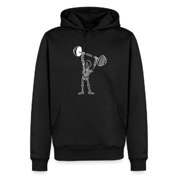 Skelett -Kreuzheben Bodybuilding - Männer Premium Bio Hoodie - Schwarz - Vorne - Nico (187cm)