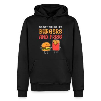 We Go Together Like Burgers And Fries - Männer Premium Bio Hoodie - Schwarz - Vorne - Nico (187cm)
