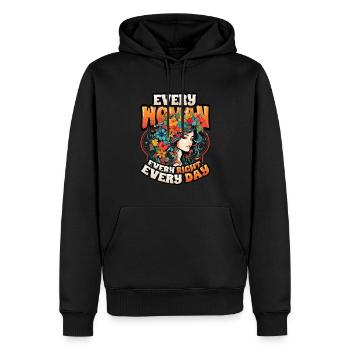 Chaque femme, chaque droit, chaque jour, les droits des femmes - Sweat à capuche Premium bio Homme - noir - Devant - Nico (187cm)