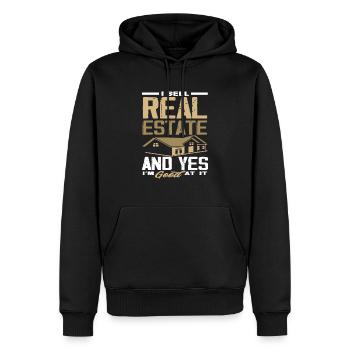 Immobilienmakler - Männer Premium Bio Hoodie - Schwarz - Vorne - Nico (187cm)