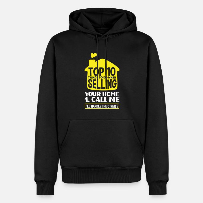 Top 10 des agents immobiliers - Sweat à capuche Premium bio Homme - noir