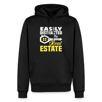 Lustiger Immobilienmakler Spruch - Männer Premium Bio Hoodie - Schwarz - Vorne - Nico (187cm)
