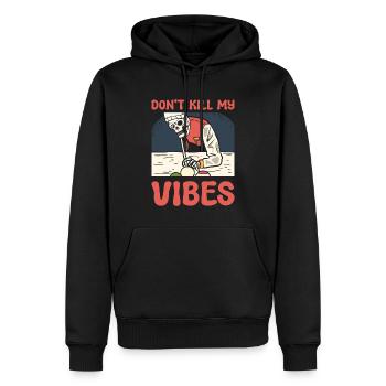 Don't Kill My Vibes Billardspieler - Männer Premium Bio Hoodie - Schwarz - Vorne - Nico (187cm)