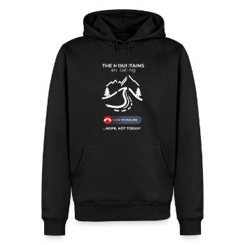 Mountains Call Rejected – Comfy Day Humor - Männer Premium Bio Hoodie - Schwarz - Vorne - Nico (187cm)