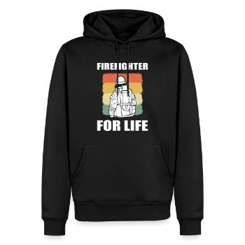 Stolzer Feuerwehrmann Feuerwehr - Männer Premium Bio Hoodie - Schwarz - Vorne - Nico (187cm)
