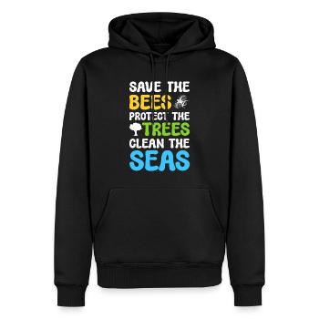 Save The Bees Protect The Trees Clean The Seas - Männer Premium Bio Hoodie - Schwarz - Vorne - Nico (187cm)
