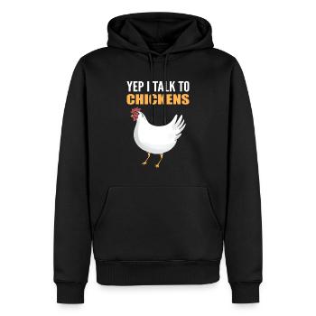 Yep I Talk To Chickens Geflügelarbeiter - Männer Premium Bio Hoodie - Schwarz - Vorne - Nico (187cm)