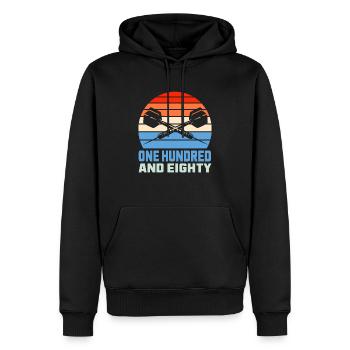 180 Retro Dartpfeil Dart Dartspieler - Männer Premium Bio Hoodie - Schwarz - Vorne - Nico (187cm)