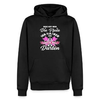 Dart Dartspielerin Frauen Geschenkidee - Männer Premium Bio Hoodie - Schwarz - Vorne - Nico (187cm)