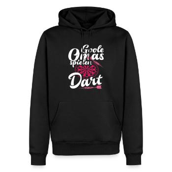 Mamies cool jouant aux fléchettes joueurs de fléchettes - Sweat à capuche Premium bio Homme - noir - Devant - Nico (187cm)