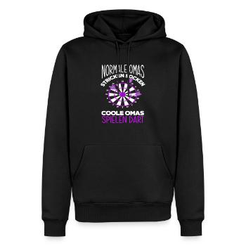Oma Alte Frau Dart Dartspielerin - Männer Premium Bio Hoodie - Schwarz - Vorne - Nico (187cm)
