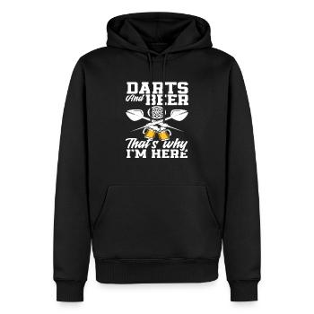 Dart Und Bier Deshalb Bin Ich Hier - Männer Premium Bio Hoodie - Schwarz - Vorne - Nico (187cm)
