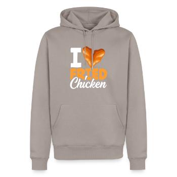 Heart Love Fried Chicken - Men’s Premium Organic Hoodie - taupe - Front - Nico (187cm)