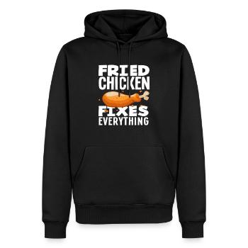 Le poulet frit résout tous les problèmes - Sweat à capuche Premium bio Homme - noir - Devant - Nico (187cm)