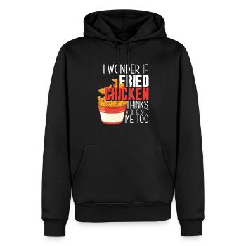 Poulet frit cadeau dicton - Sweat à capuche Premium bio Homme - noir - Devant - Nico (187cm)