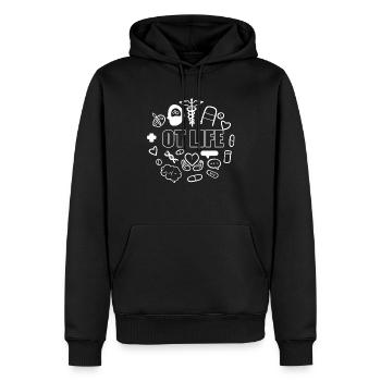 OT Life Sprachtherapeut - Männer Premium Bio Hoodie - Schwarz - Vorne - Nico (187cm)