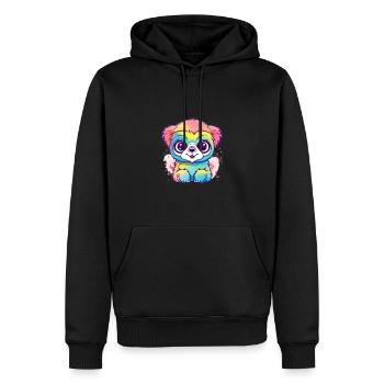 Süßer Anime -Stil Gibbon Kawaii - Männer Premium Bio Hoodie - Schwarz - Vorne - Nico (187cm)