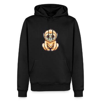 Süßer Anime -Stil Gibbon Kawaii - Männer Premium Bio Hoodie - Schwarz - Vorne - Nico (187cm)