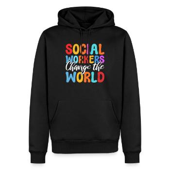Social Workers Change The World Fallbearbeiter - Männer Premium Bio Hoodie - Schwarz - Vorne - Nico (187cm)