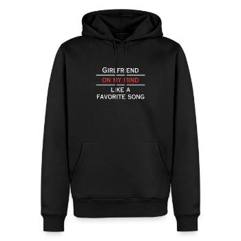 Freundin in meinem Kopf wie ein Lieblingslied - Männer Premium Bio Hoodie - Schwarz - Vorne - Nico (187cm)