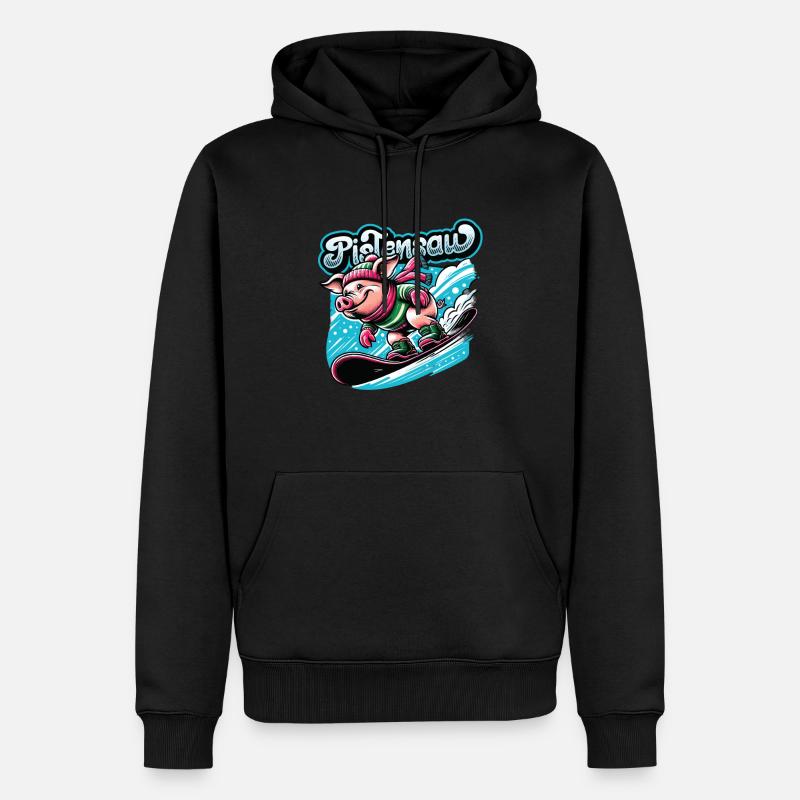 Snowborder Pig Pistensau Après-ski - Sweat à capuche Premium bio Homme - noir