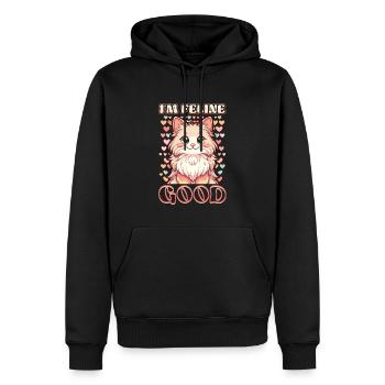 Funny Cat Lady, Cat Mom - Men’s Premium Organic Hoodie - black - Front - Nico (187cm)