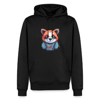Süßer Anime -Stil Red Panda Kawaii - Männer Premium Bio Hoodie - Schwarz - Vorne - Nico (187cm)