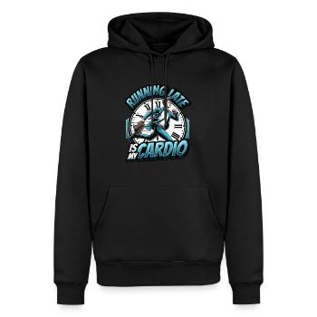 Running Late Humor Sarcasm Always Late - Men’s Premium Organic Hoodie - black - Front - Nico (187cm)