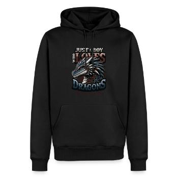 Juste un garçon qui aime les dragons - Boys Dragons - Sweat à capuche Premium bio Homme - noir - Devant - Nico (187cm)
