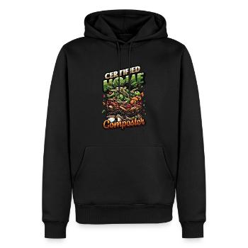 Composting Enthusiast Vermiculture Kompostierung - Men’s Premium Organic Hoodie - black - Front - Nico (187cm)