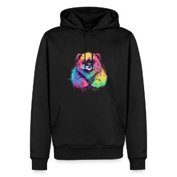 Süßer Anime -Stil Faultier Bär Kawaii - Männer Premium Bio Hoodie - Schwarz - Vorne - Nico (187cm)