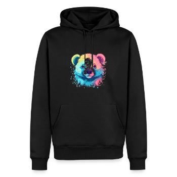 Mignon Anime Style paresseux ours Kawaii - Sweat à capuche Premium bio Homme - noir - Devant - Nico (187cm)