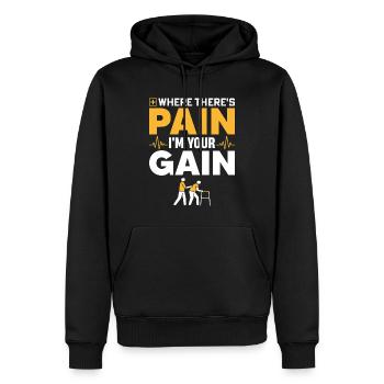Vom Schmerz Profitieren – Versprechen Des - Männer Premium Bio Hoodie - Schwarz - Vorne - Nico (187cm)