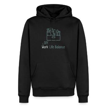 Diy Work Life Balance – Basteln - Männer Premium Bio Hoodie - Schwarz - Vorne - Nico (187cm)
