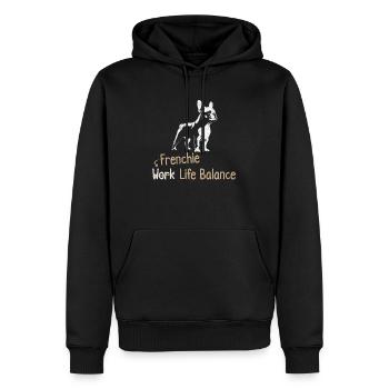 Frenchie Work Life Balance – Liebhaber Der - Männer Premium Bio Hoodie - Schwarz - Vorne - Nico (187cm)