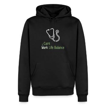 Équilibre entre vie professionnelle et vie privée en soins infirmiers - infirmière médecin - Sweat à capuche Premium bio Homme - noir - Devant - Nico (187cm)