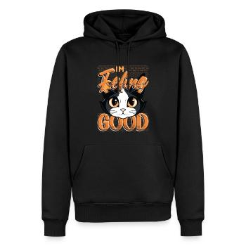 Funny Cat Lady, Cat Mom - Men’s Premium Organic Hoodie - black - Front - Nico (187cm)