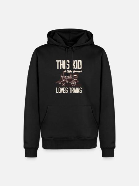 Cet enfant aime les trains Train Locomotive - Sweat à capuche Premium bio Homme - noir