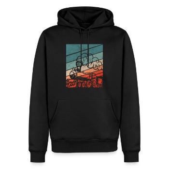 Retro Zugfahrer Zug Züge Hobby Geschenk - Männer Premium Bio Hoodie - Schwarz - Vorne - Nico (187cm)