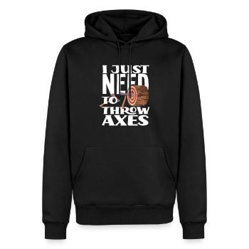 Ich Muss Nur Äxte Werfen - Männer Premium Bio Hoodie - Schwarz - Vorne - Nico (187cm)